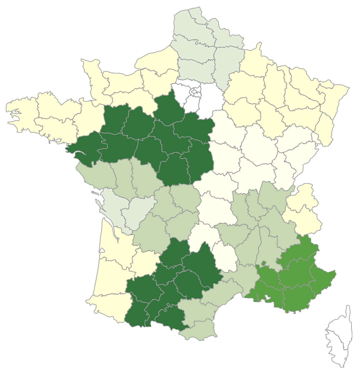 Carte de France production pommes et poires